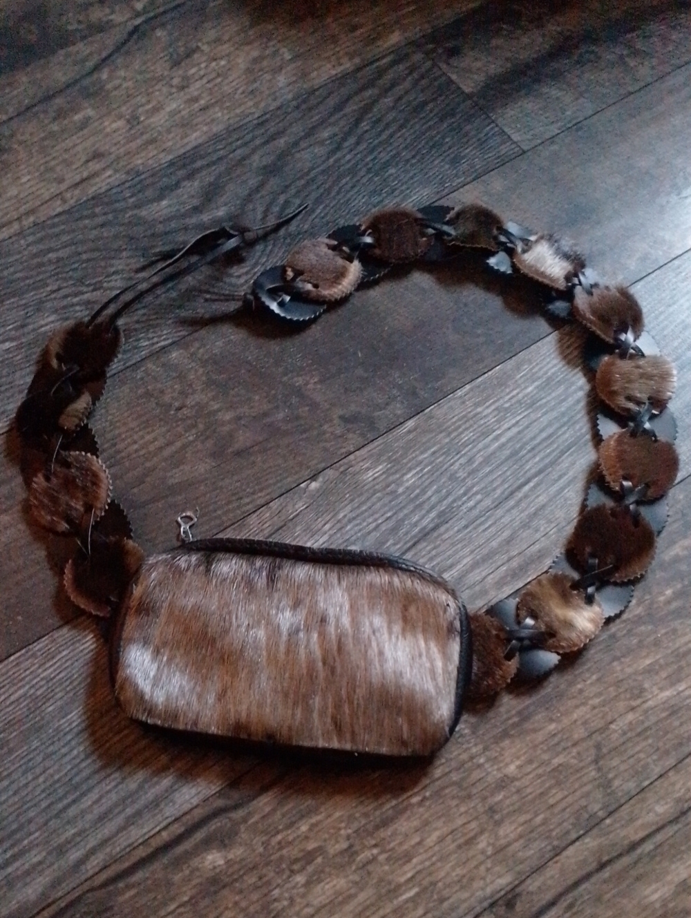 One Of A Kind Handmade Genuine Leather Suede Real Fur Hair Hipp Purses Belt Bag